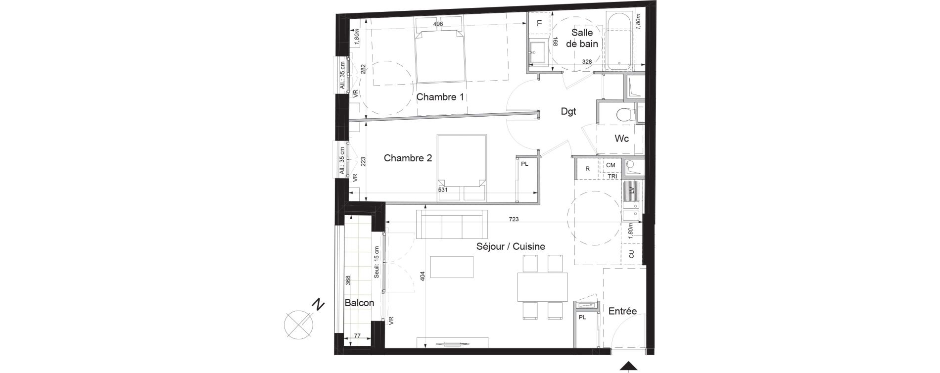 Appartement T3 de 69,27 m2 &agrave; Saint-Ouen-Sur-Seine Rosier - les puces