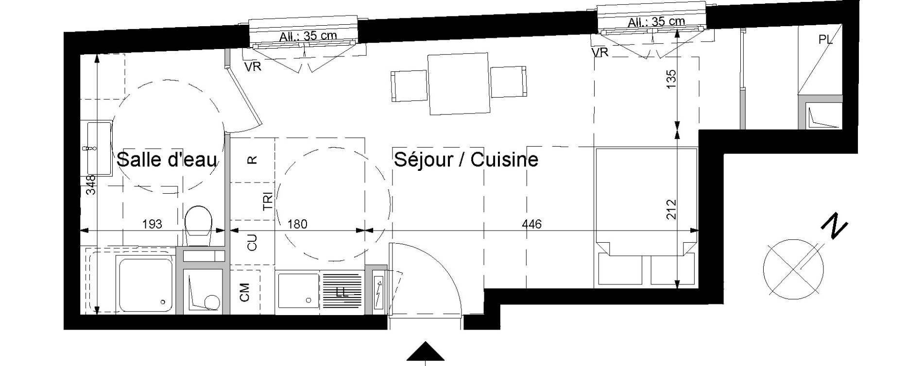 Appartement T1 de 30,68 m2 &agrave; Saint-Ouen-Sur-Seine Rosier - les puces