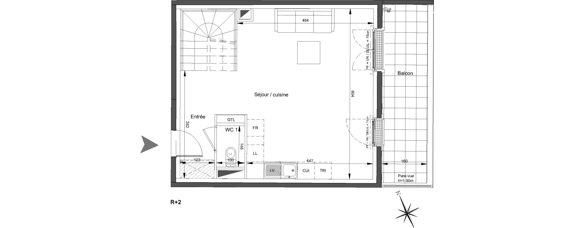 Duplex T3 de 69,68 m2 &agrave; Saint-Ouen-Sur-Seine Debain