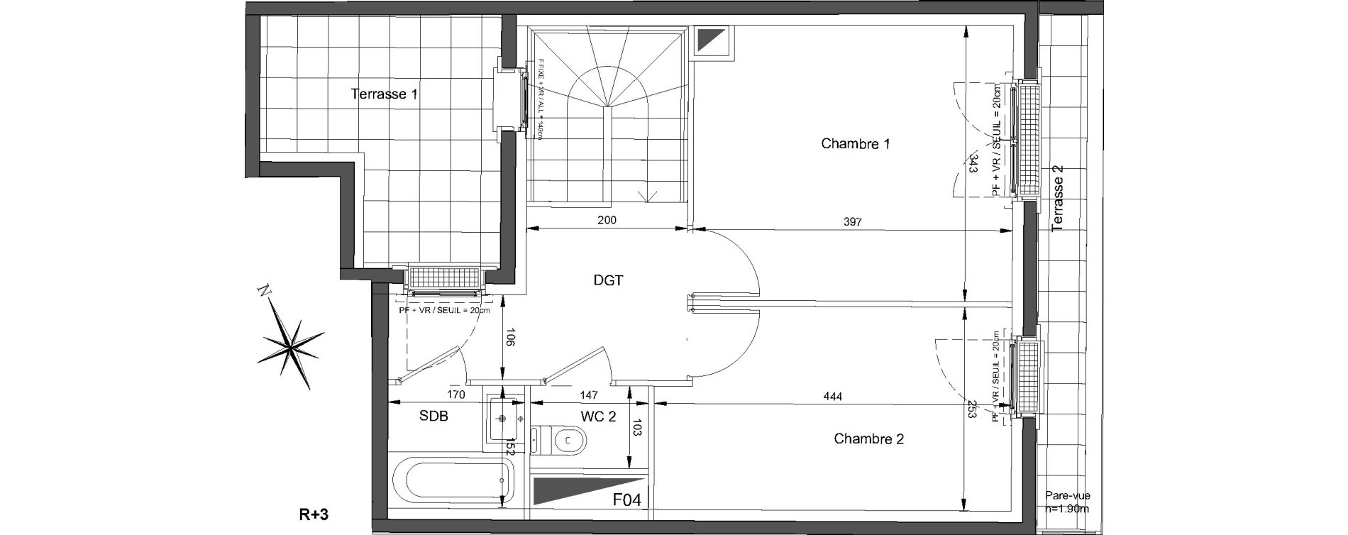 Duplex T3 de 69,68 m2 &agrave; Saint-Ouen-Sur-Seine Debain