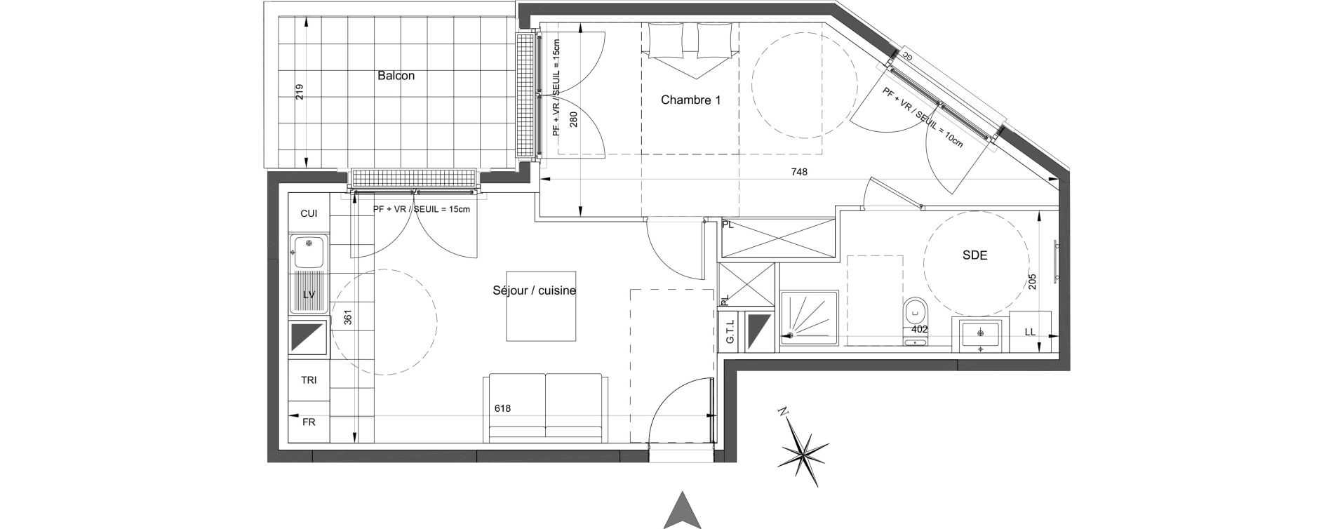 Appartement T2 de 46,16 m2 &agrave; Saint-Ouen-Sur-Seine Debain