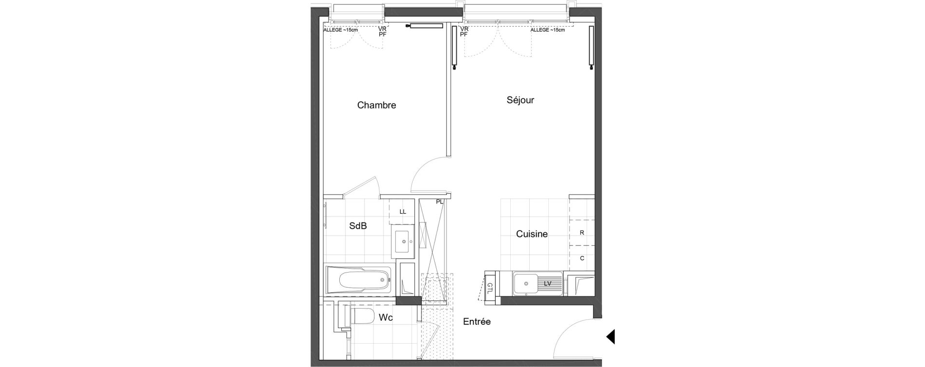 Appartement T2 de 47,00 m2 &agrave; Saint-Ouen-Sur-Seine Rosier - les puces