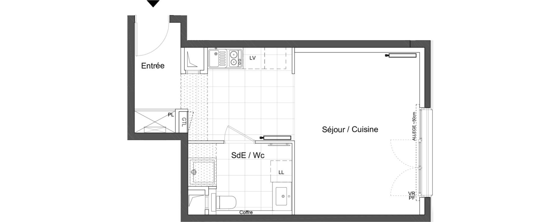 Appartement T1 de 32,70 m2 &agrave; Saint-Ouen-Sur-Seine Rosier - les puces