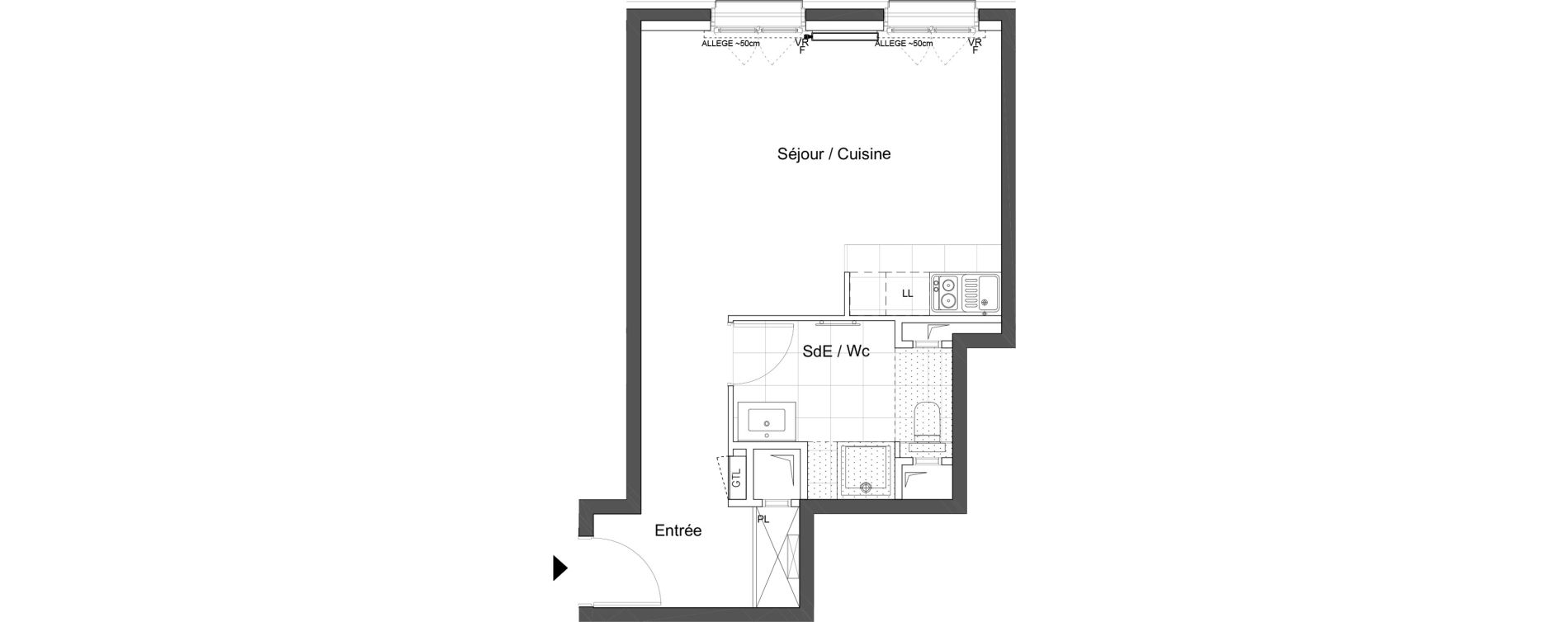 Appartement T1 de 32,60 m2 &agrave; Saint-Ouen-Sur-Seine Rosier - les puces