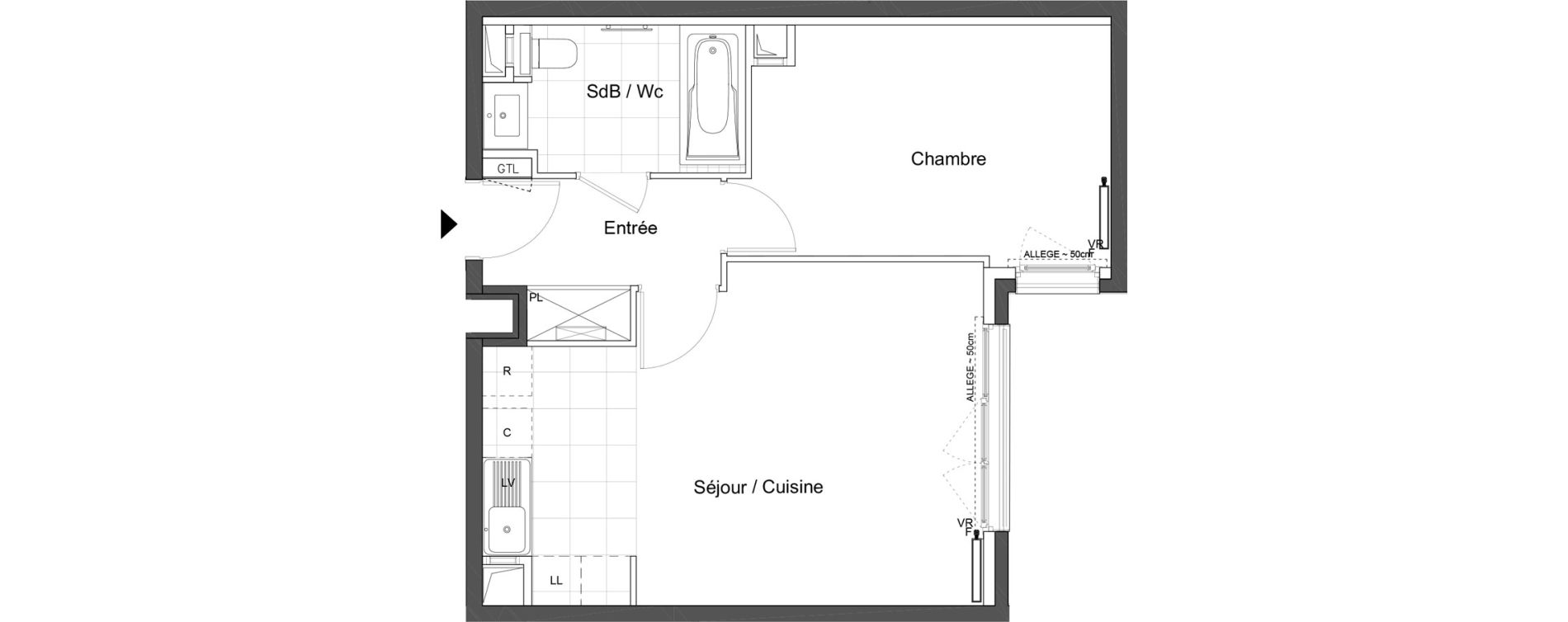Appartement T2 de 45,00 m2 &agrave; Saint-Ouen-Sur-Seine Rosier - les puces