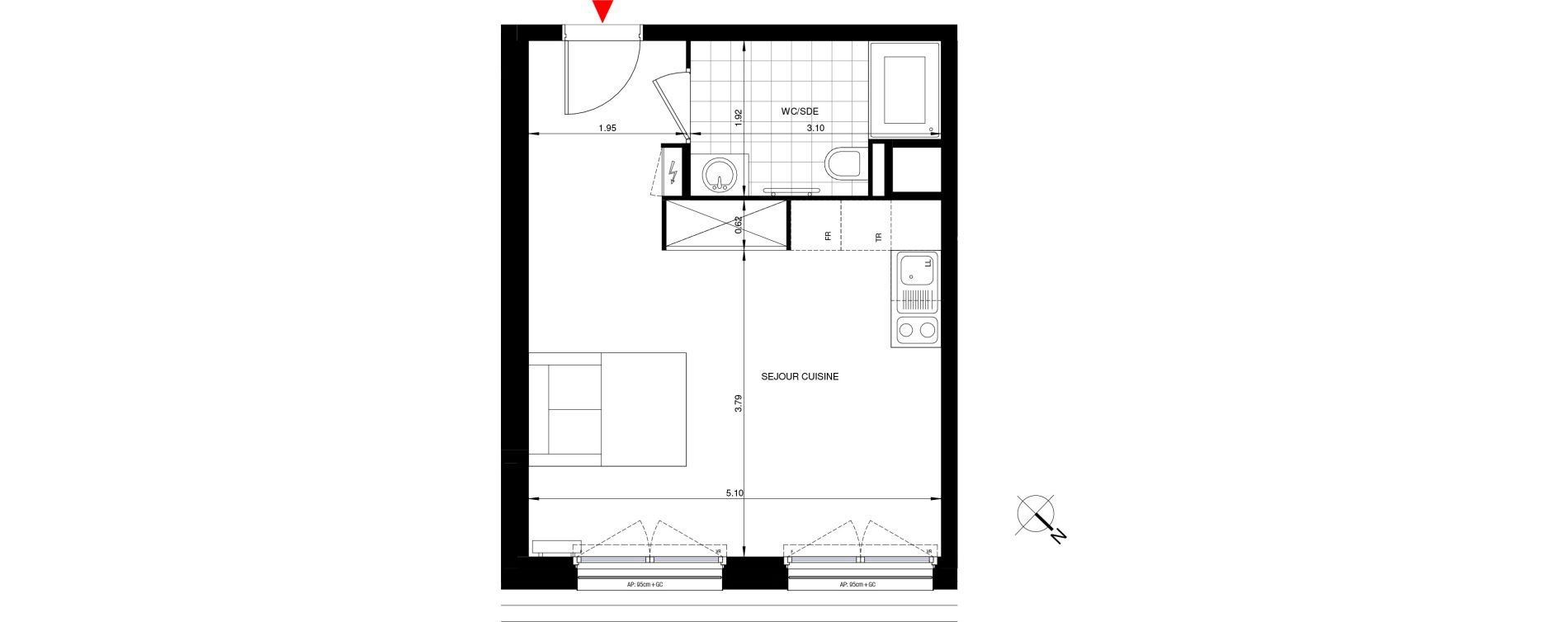 Appartement T1 de 31,53 m2 &agrave; Saint-Ouen-Sur-Seine Les docks