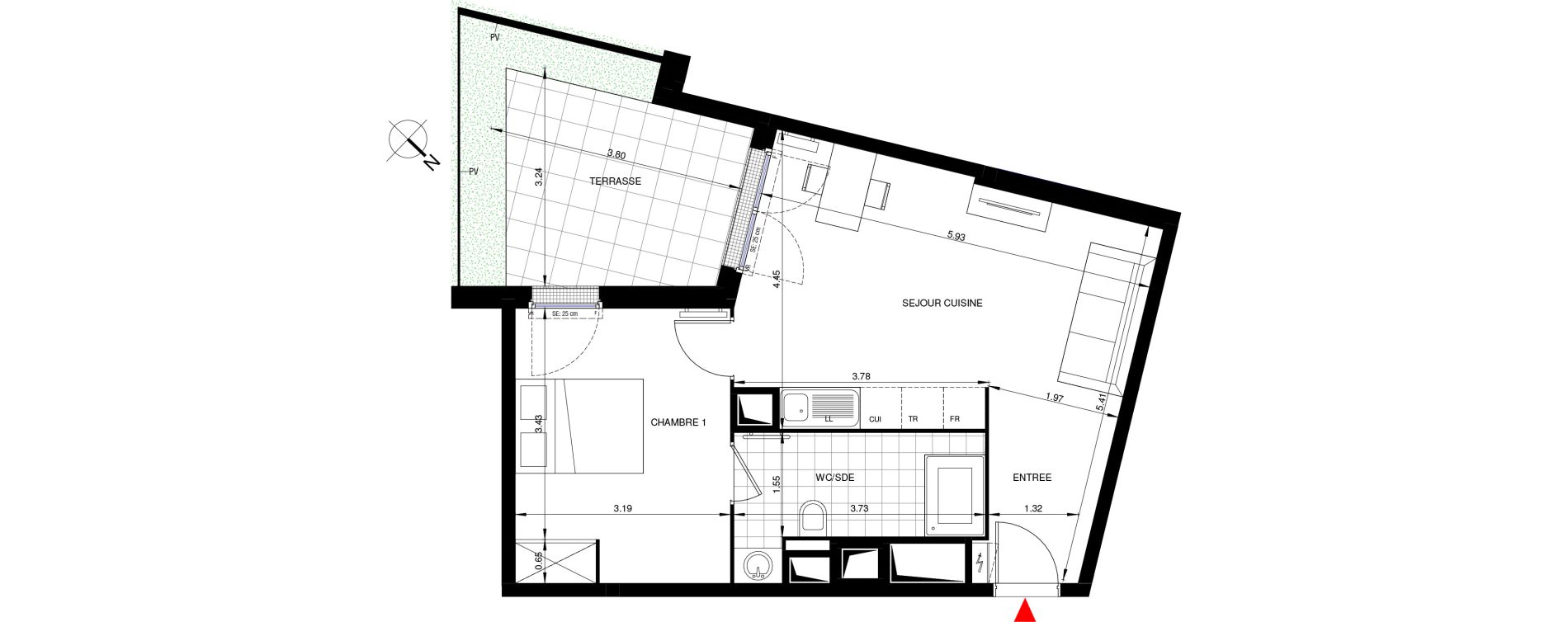 Appartement T2 de 44,89 m2 &agrave; Saint-Ouen-Sur-Seine Les docks