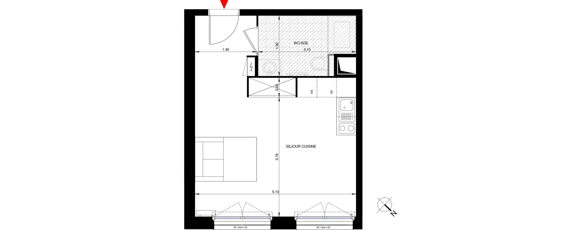 Appartement T1 de 31,52 m2 &agrave; Saint-Ouen-Sur-Seine Les docks