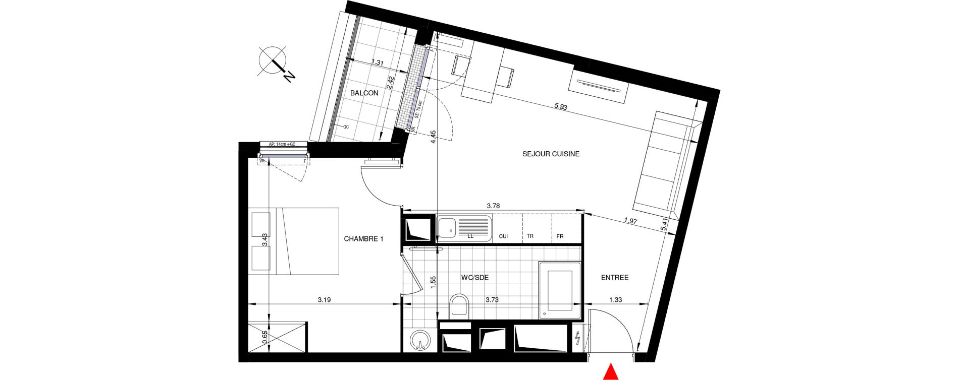 Appartement T2 de 44,91 m2 &agrave; Saint-Ouen-Sur-Seine Les docks