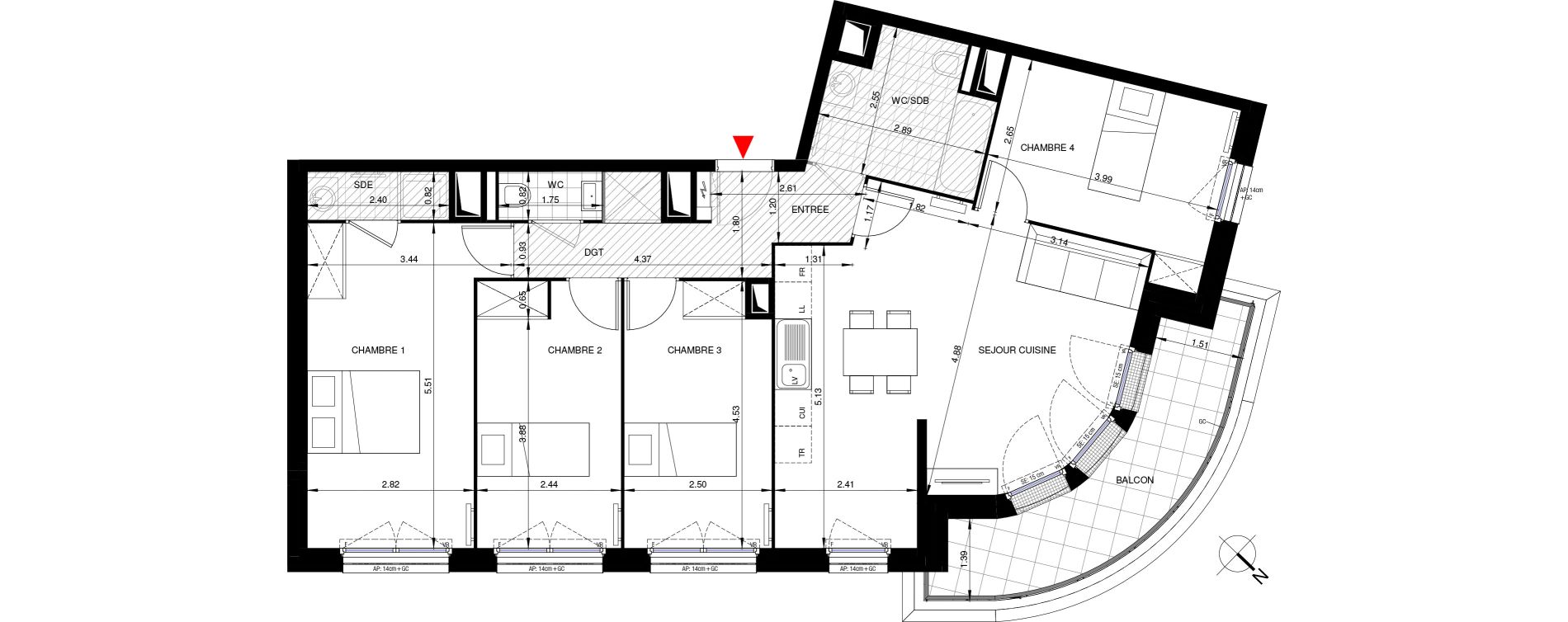 Appartement T5 de 95,34 m2 &agrave; Saint-Ouen-Sur-Seine Les docks