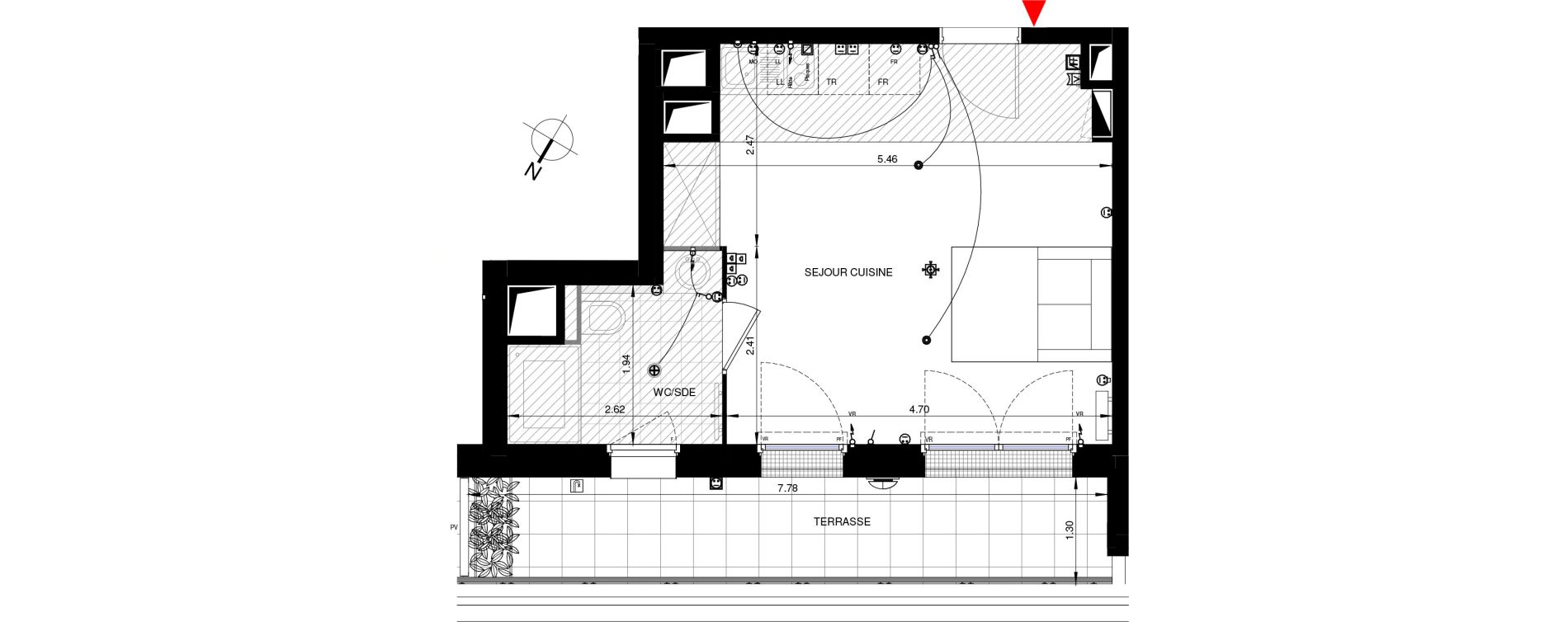 Appartement T1 de 30,55 m2 &agrave; Saint-Ouen-Sur-Seine Les docks