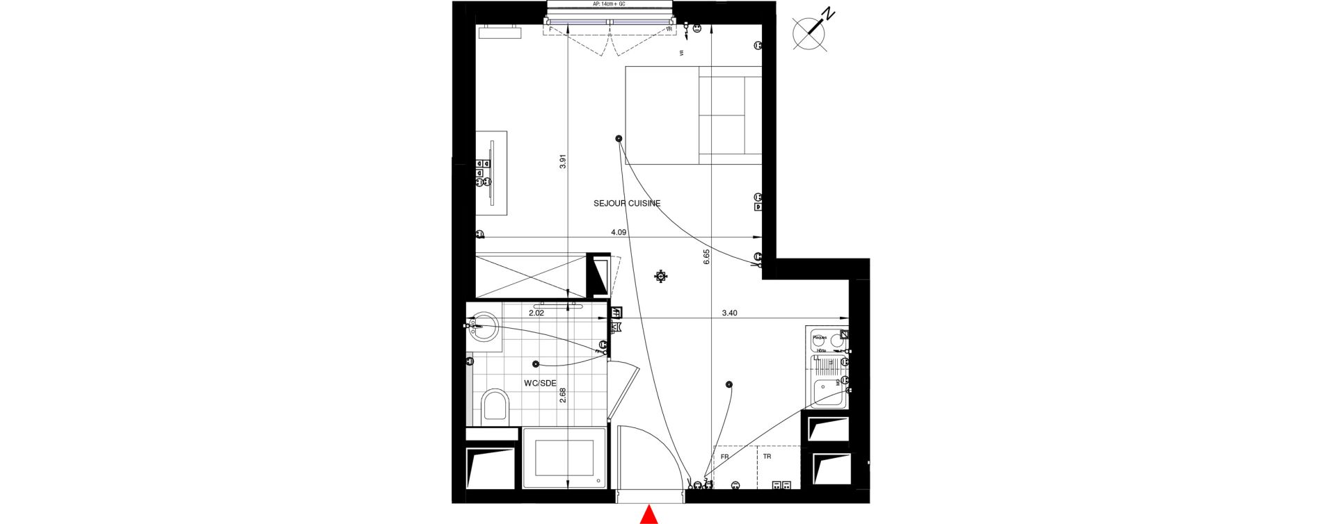 Appartement T1 de 30,01 m2 &agrave; Saint-Ouen-Sur-Seine Les docks