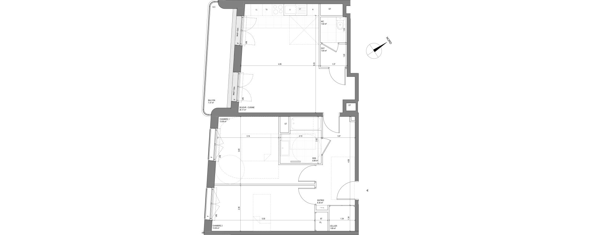 Appartement T3 de 70,44 m2 &agrave; Saint-Ouen-Sur-Seine Centre