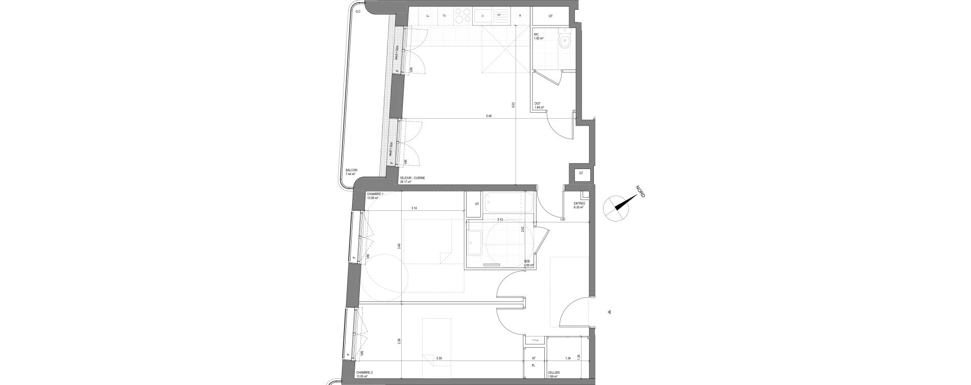 Appartement T3 de 70,44 m2 &agrave; Saint-Ouen-Sur-Seine Centre