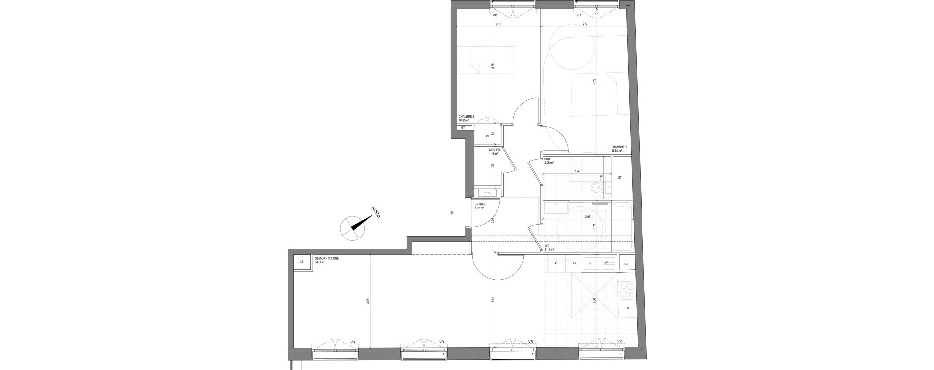 Appartement T3 de 75,46 m2 &agrave; Saint-Ouen-Sur-Seine Centre