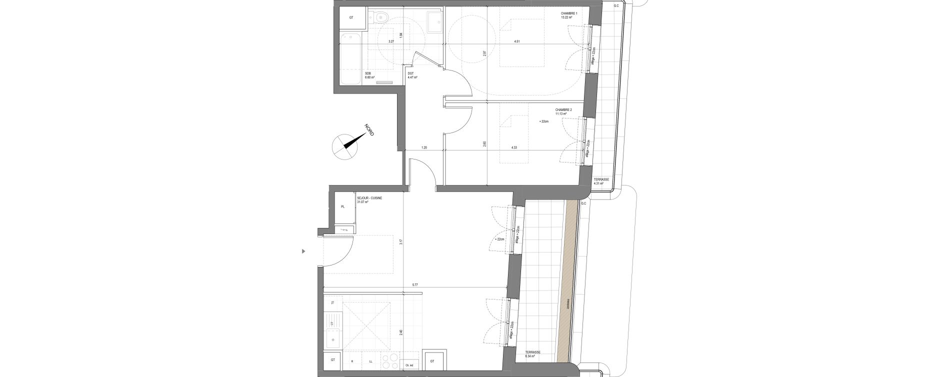 Appartement T3 de 66,49 m2 &agrave; Saint-Ouen-Sur-Seine Centre