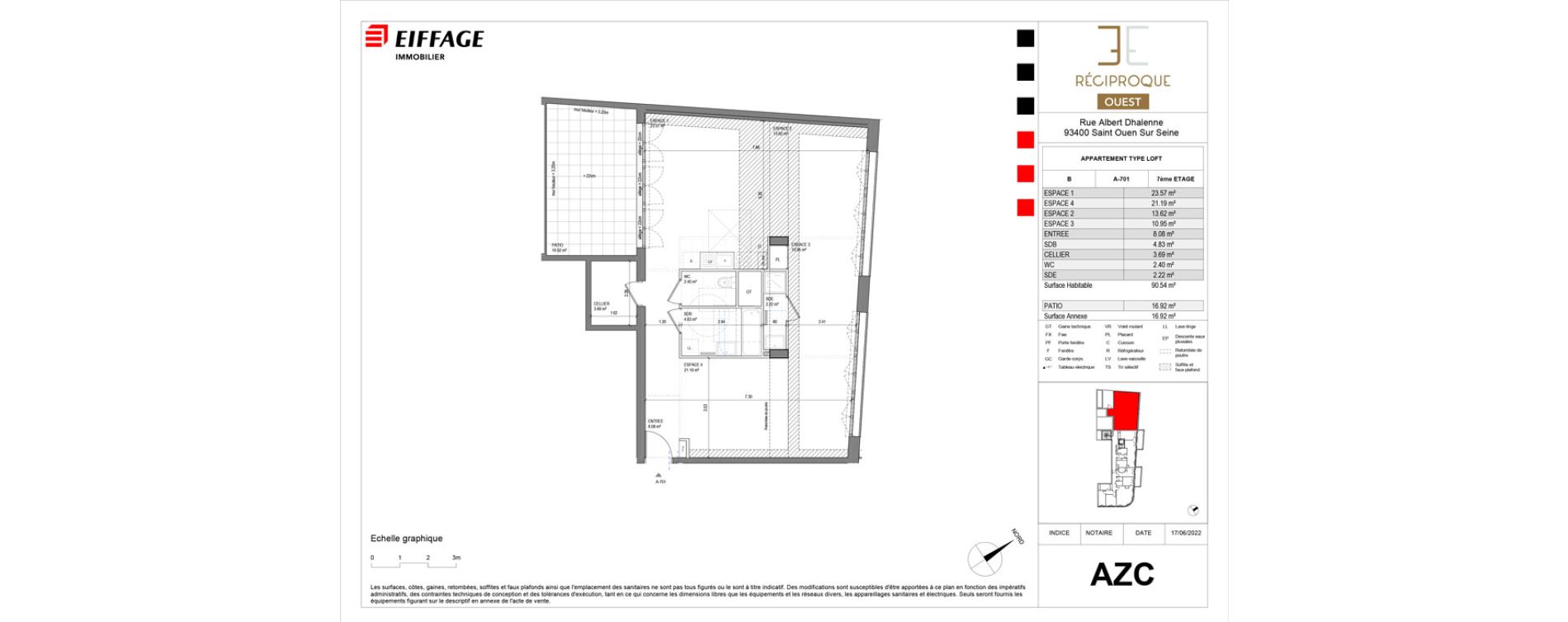 Appartement T3 de 86,85 m2 &agrave; Saint-Ouen-Sur-Seine Centre