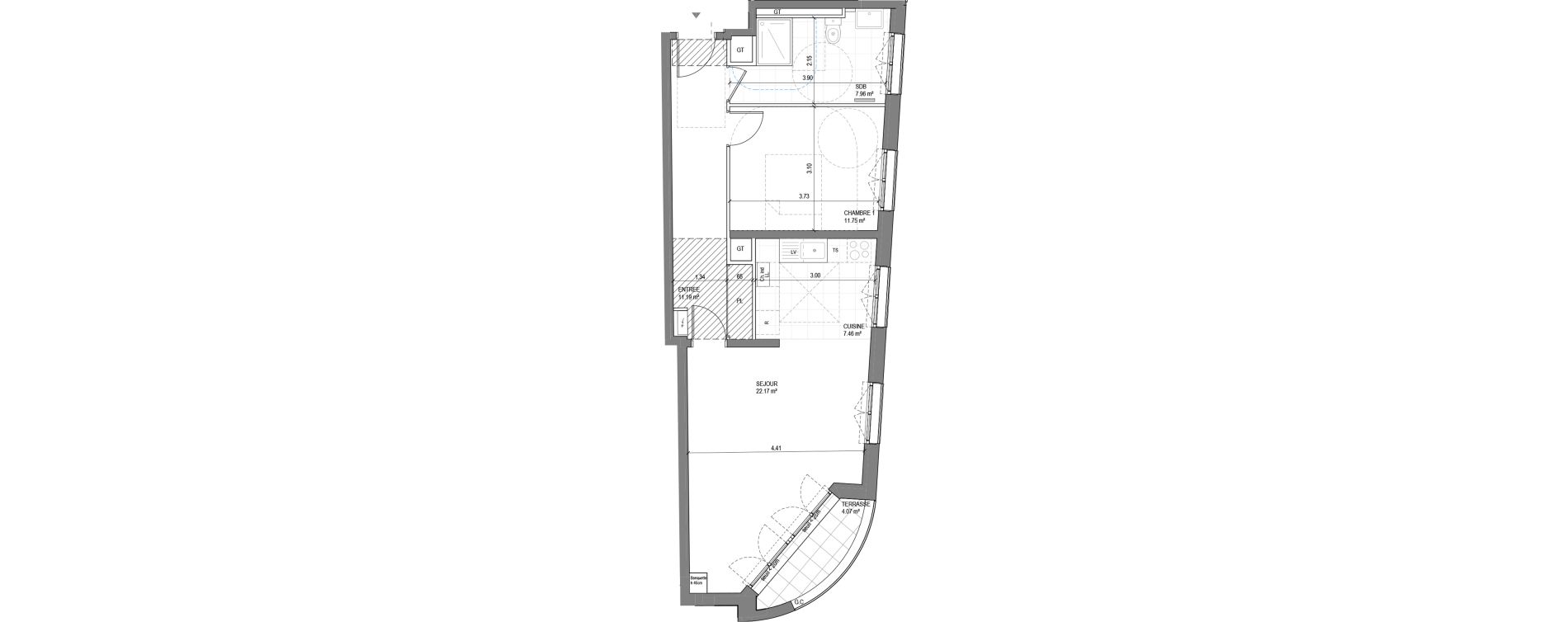 Appartement T2 de 60,53 m2 &agrave; Saint-Ouen-Sur-Seine Centre
