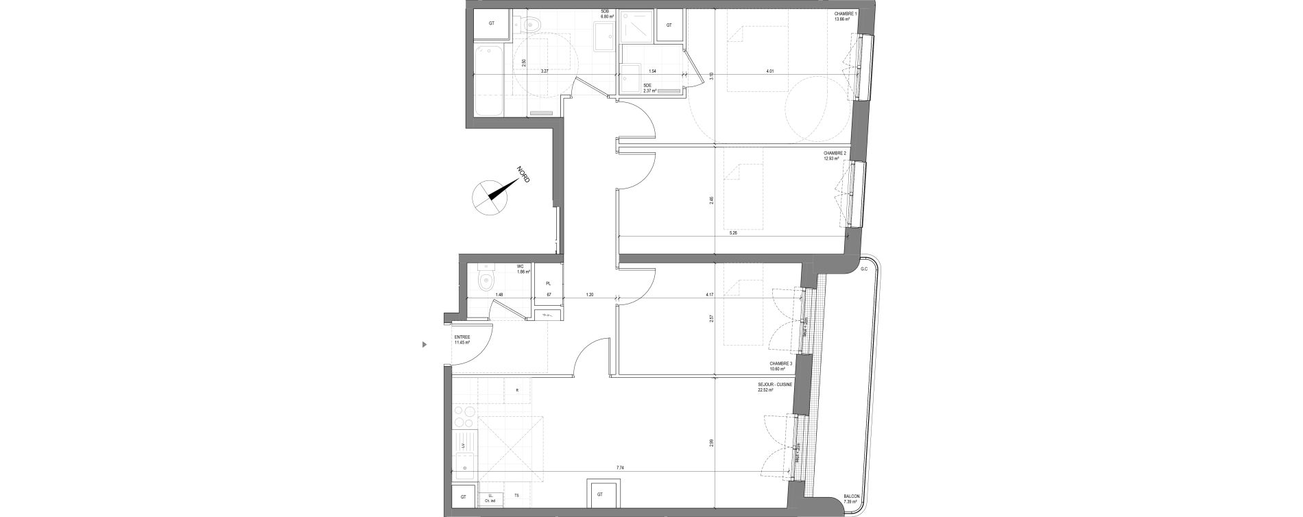 Appartement T4 de 82,19 m2 &agrave; Saint-Ouen-Sur-Seine Centre
