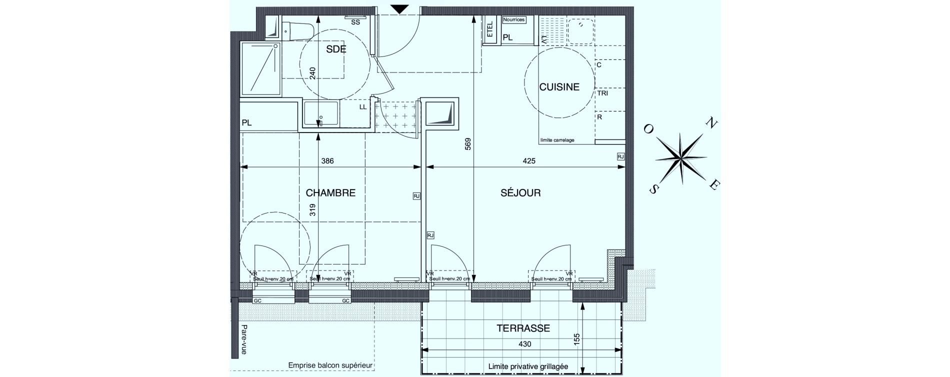 Appartement T2 de 44,02 m2 &agrave; Saint-Ouen-Sur-Seine Les docks