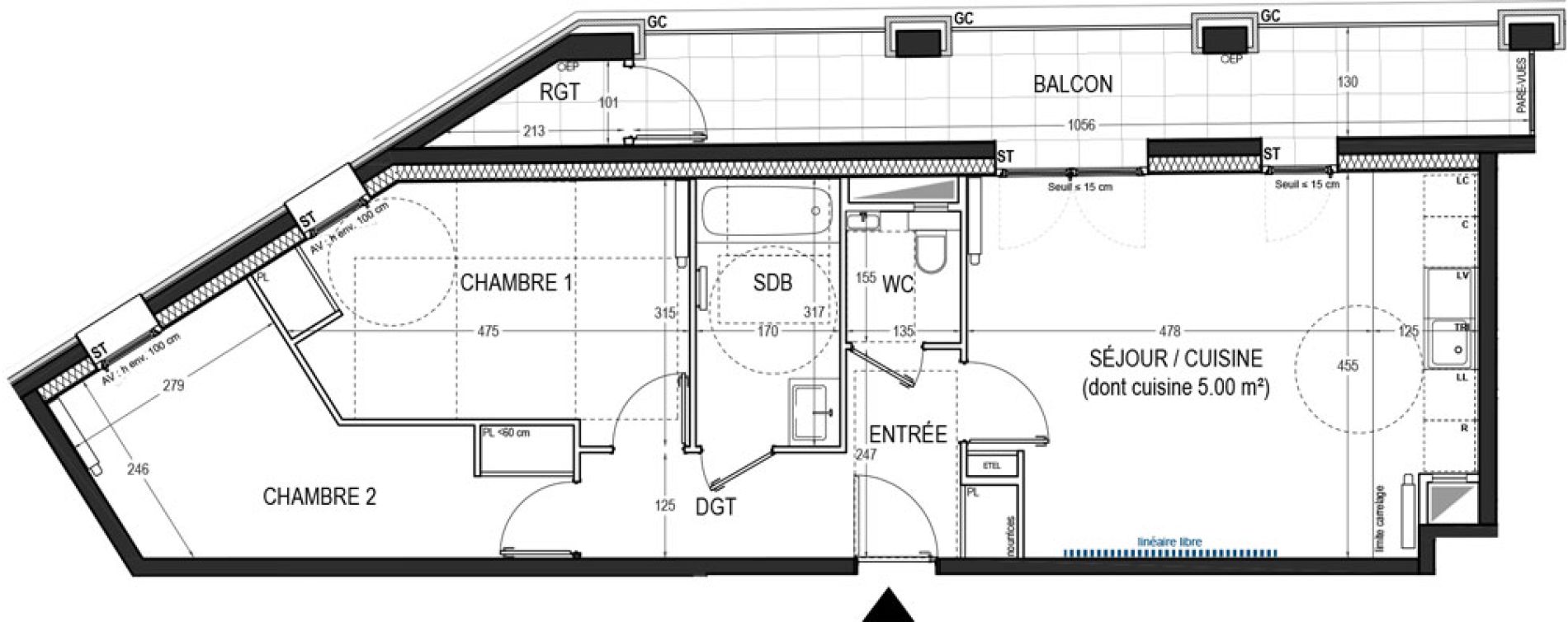 Appartement T3 de 66,14 m2 &agrave; Saint-Ouen-Sur-Seine Les docks