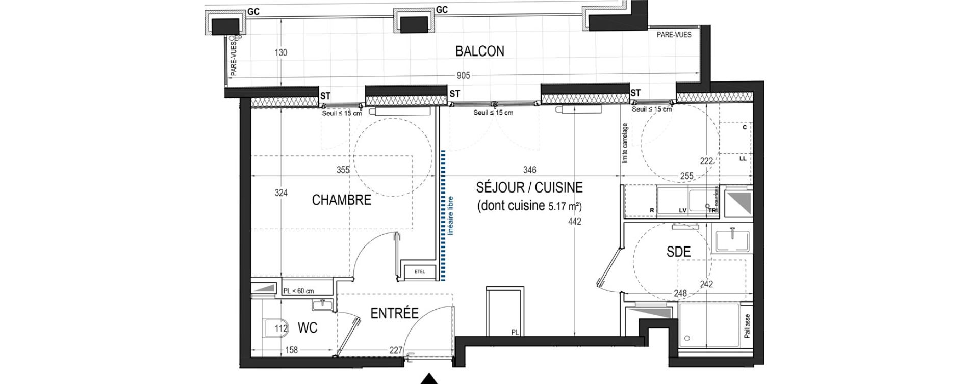 Appartement T2 de 41,95 m2 &agrave; Saint-Ouen-Sur-Seine Les docks