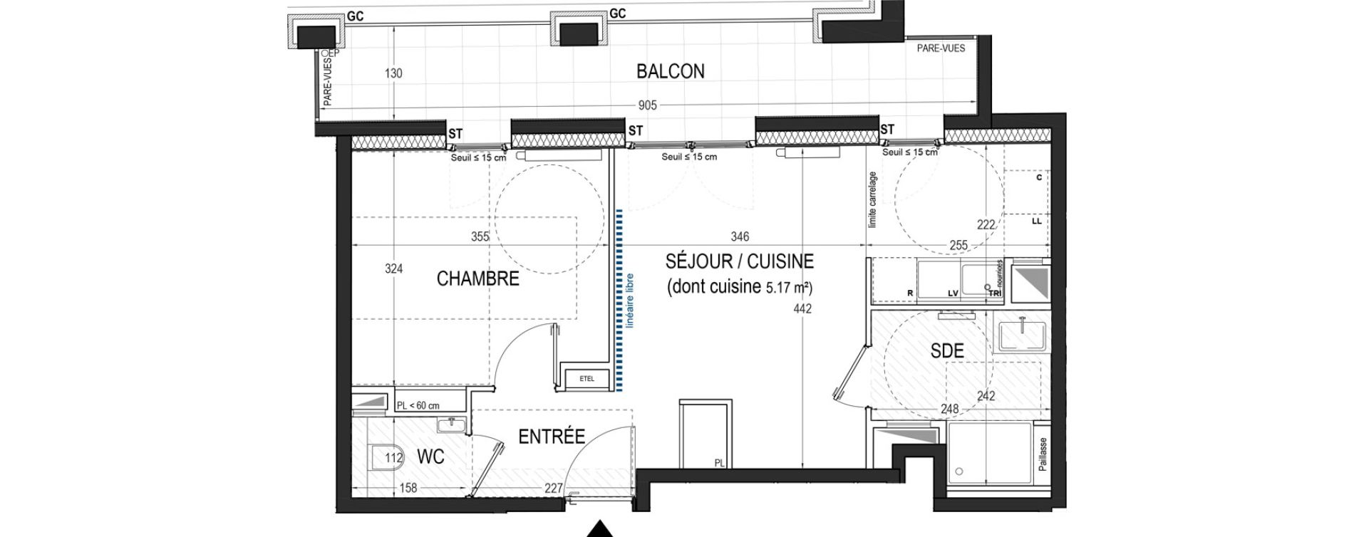 Appartement T2 de 41,95 m2 &agrave; Saint-Ouen-Sur-Seine Les docks