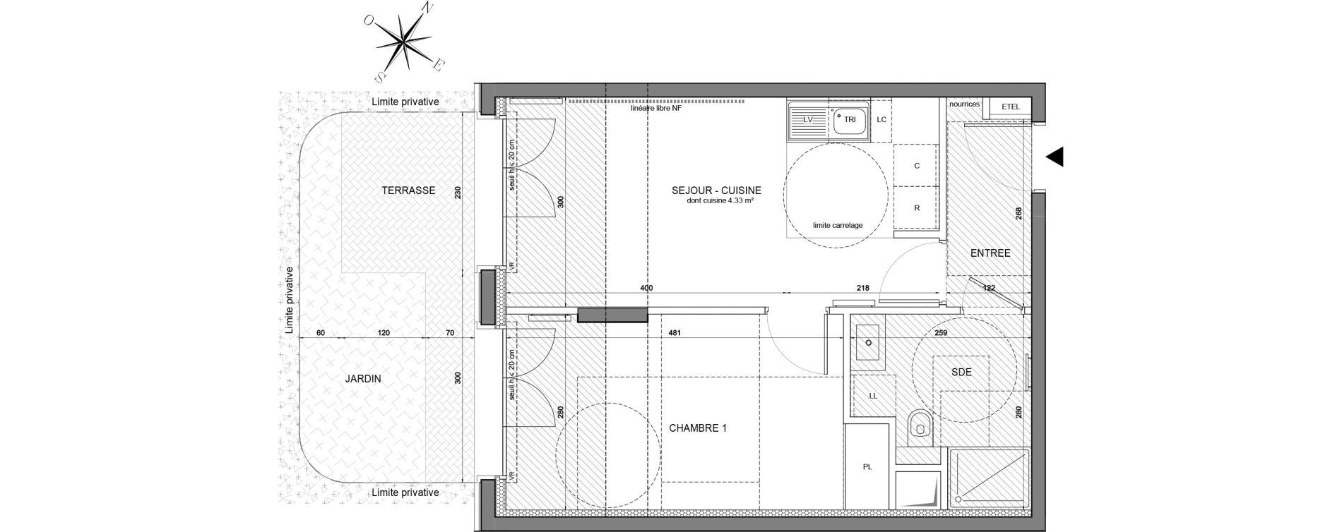 Appartement T2 de 41,85 m2 &agrave; Saint-Ouen-Sur-Seine Les docks