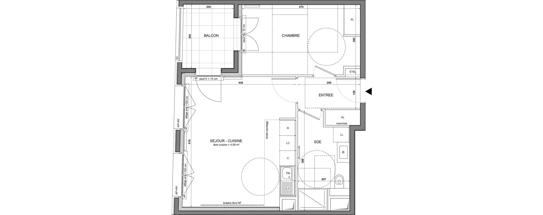 Appartement T2 de 46,59 m2 &agrave; Saint-Ouen-Sur-Seine Les docks