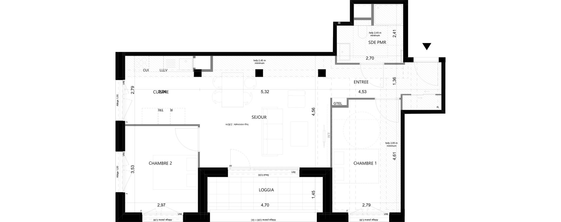 Appartement T3 de 67,90 m2 &agrave; Saint-Ouen-Sur-Seine Village des athl&egrave;tes