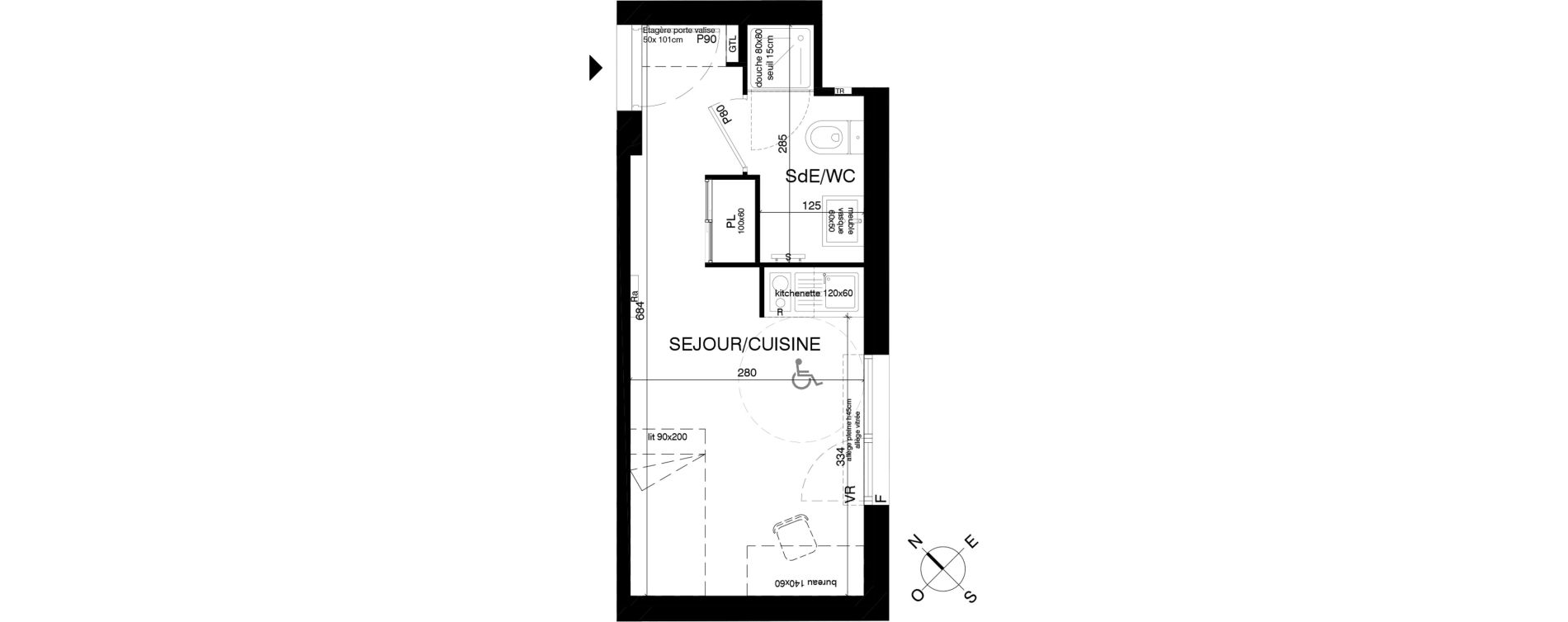 Appartement T1 de 18,00 m2 &agrave; Saint-Ouen-Sur-Seine Centre