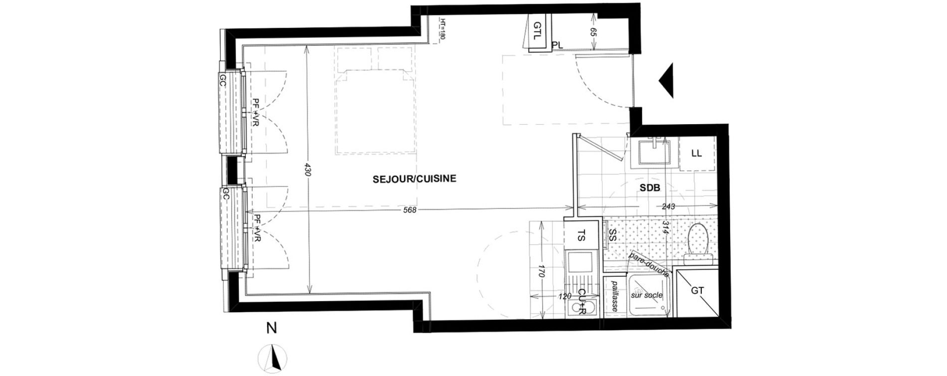 Appartement T1 de 35,46 m2 &agrave; Saint-Ouen-Sur-Seine Debain