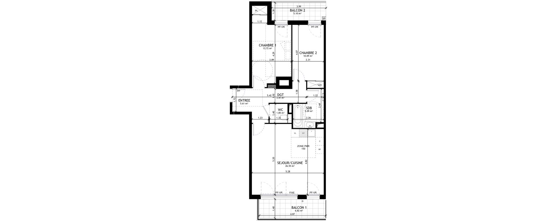 Appartement T3 de 66,32 m2 &agrave; Saint-Ouen-Sur-Seine Debain