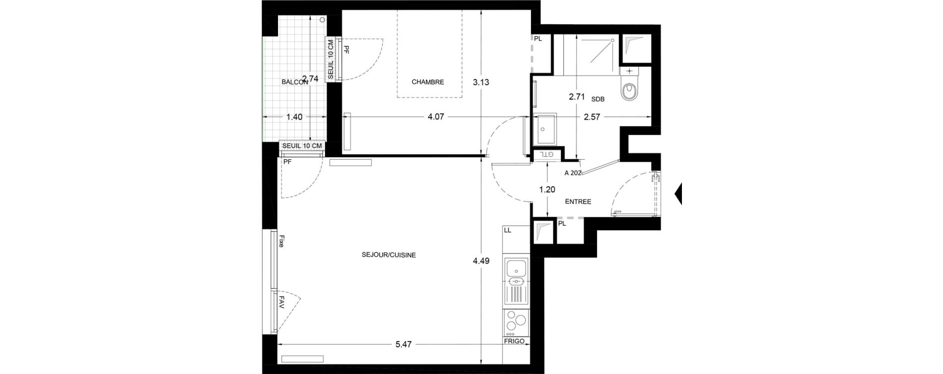 Appartement T2 de 46,60 m2 &agrave; Saint-Ouen-Sur-Seine Pasteur - zola