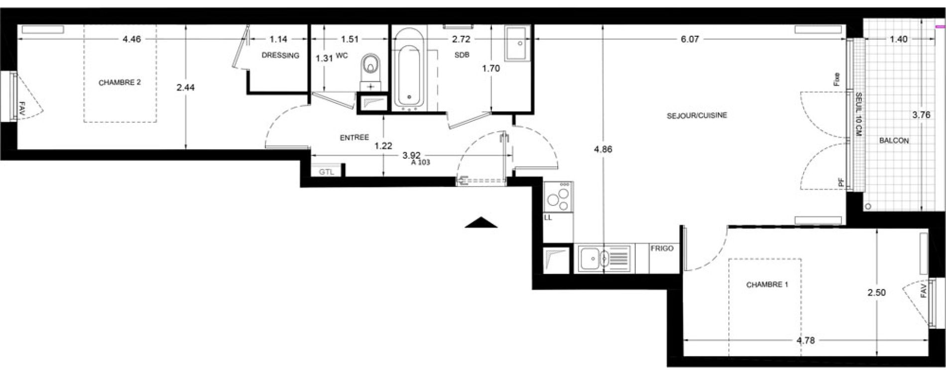 Appartement T3 de 63,40 m2 &agrave; Saint-Ouen-Sur-Seine Pasteur - zola