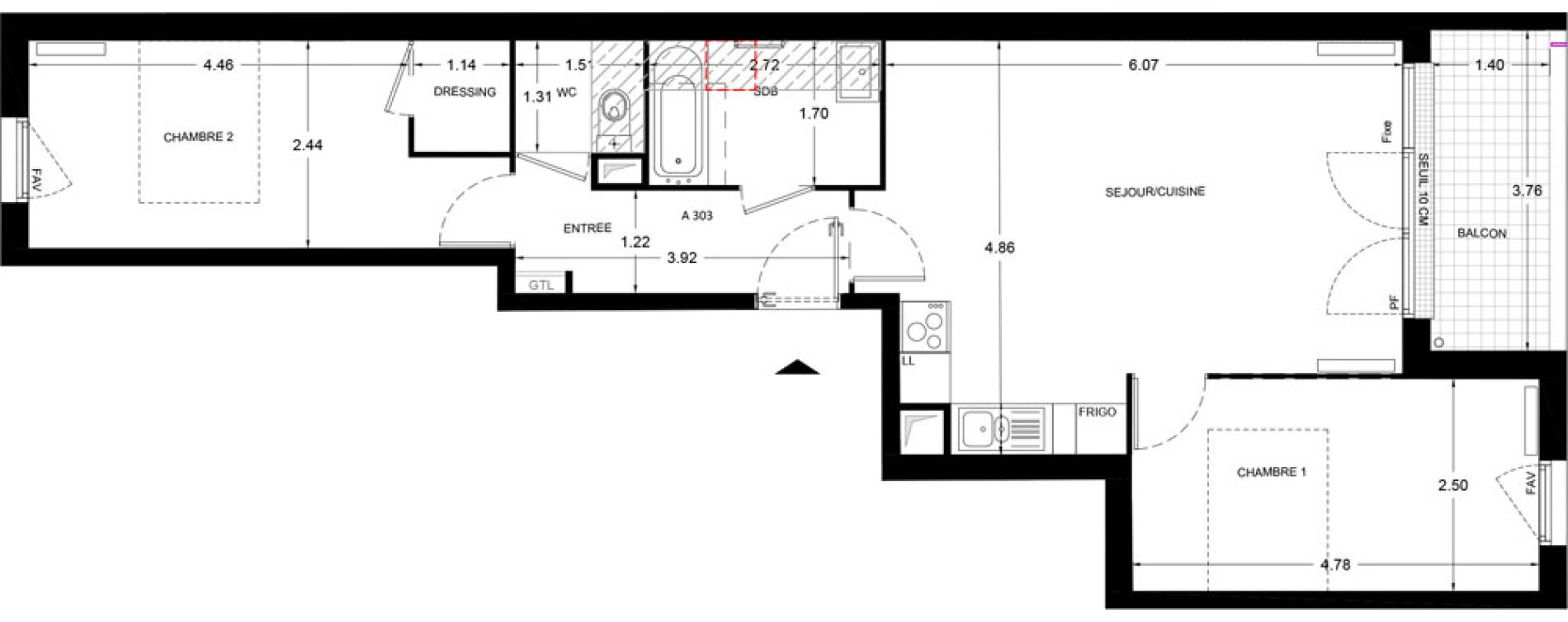 Appartement T3 de 63,40 m2 &agrave; Saint-Ouen-Sur-Seine Pasteur - zola