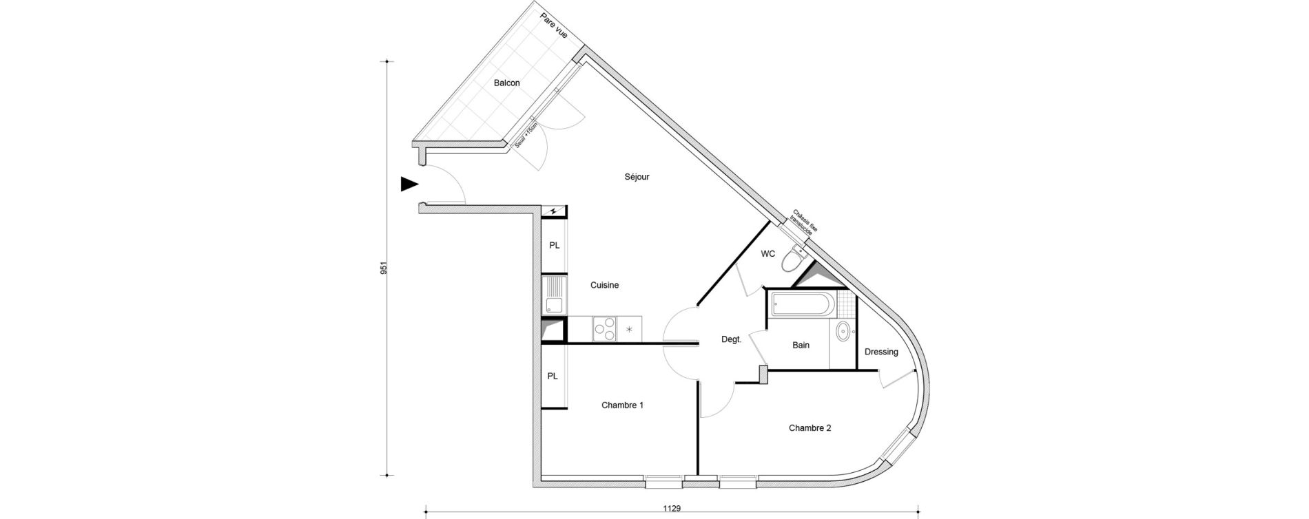 Appartement T3 de 65,28 m2 &agrave; Sevran Tr&egrave;fles