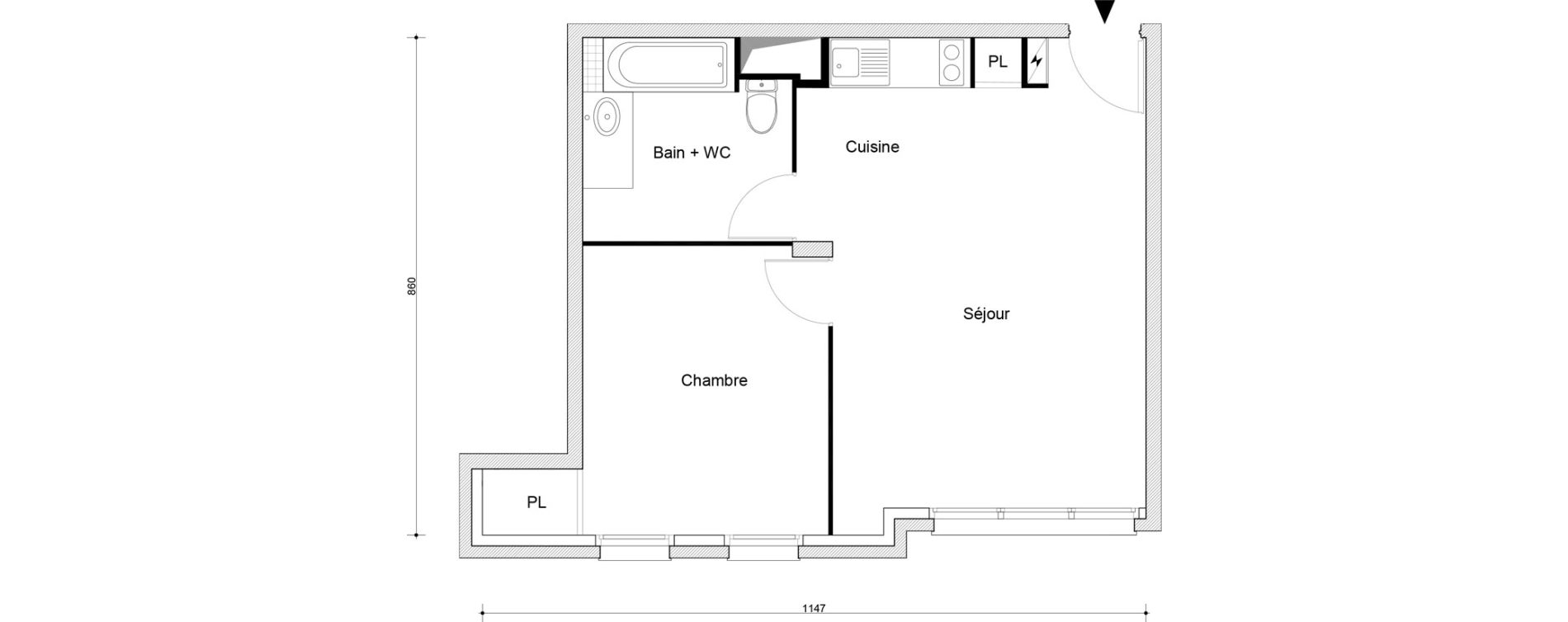 Appartement T2 de 45,48 m2 &agrave; Sevran Tr&egrave;fles