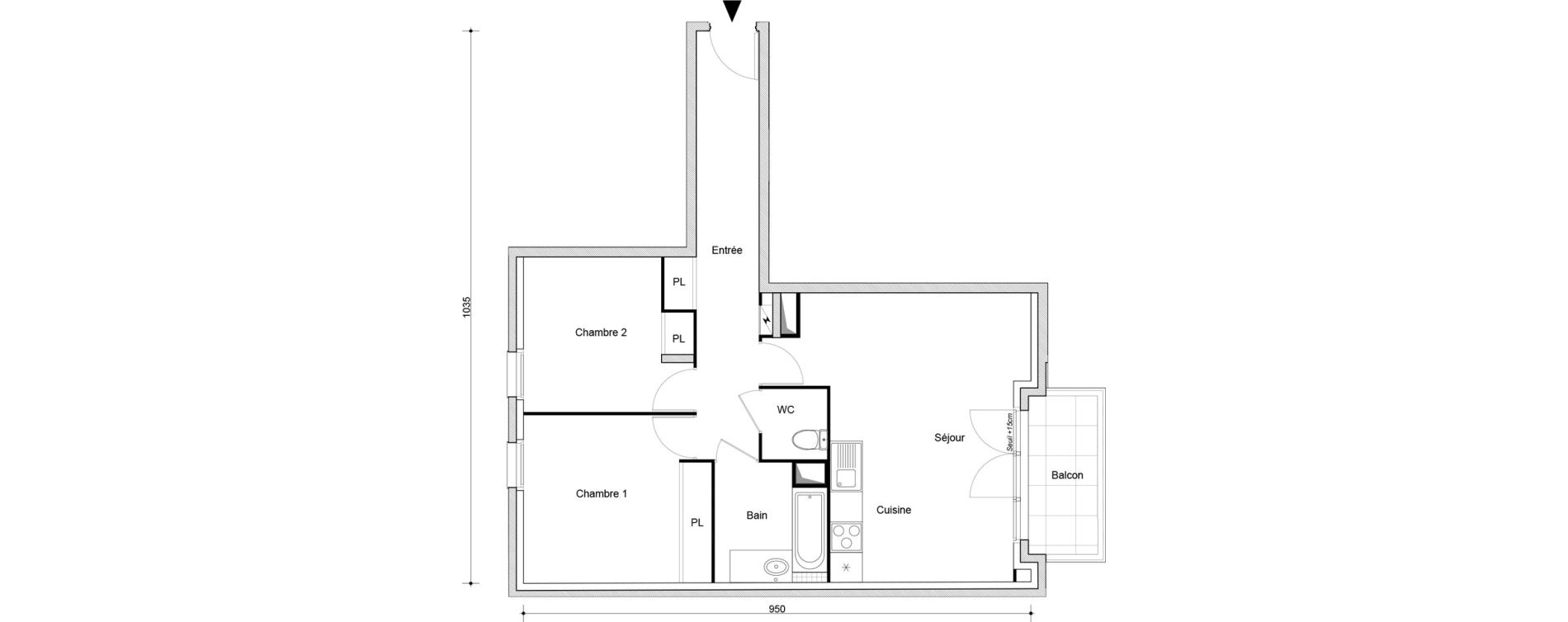 Appartement T3 de 64,73 m2 &agrave; Sevran Tr&egrave;fles
