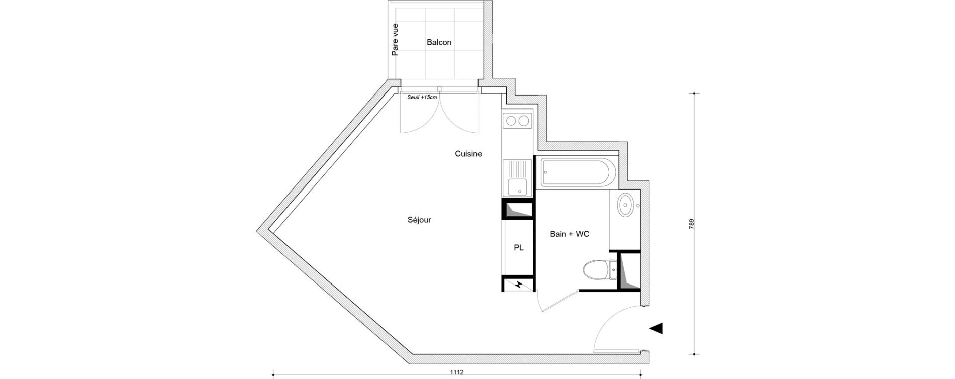 Appartement T1 bis de 29,09 m2 &agrave; Sevran Tr&egrave;fles