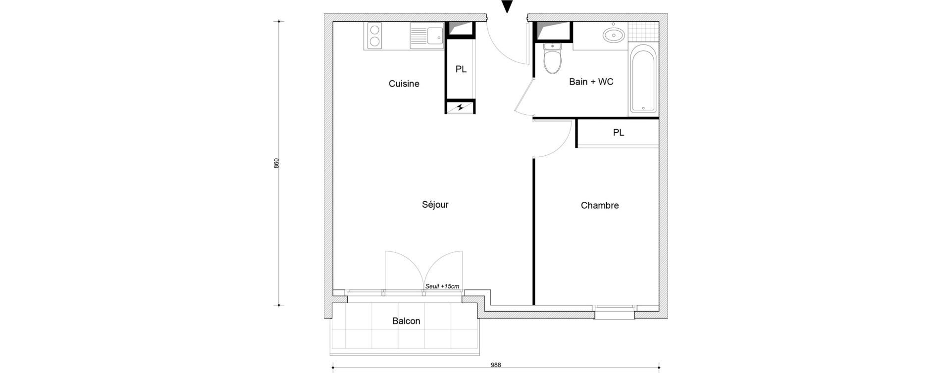 Appartement T2 de 45,04 m2 &agrave; Sevran Tr&egrave;fles