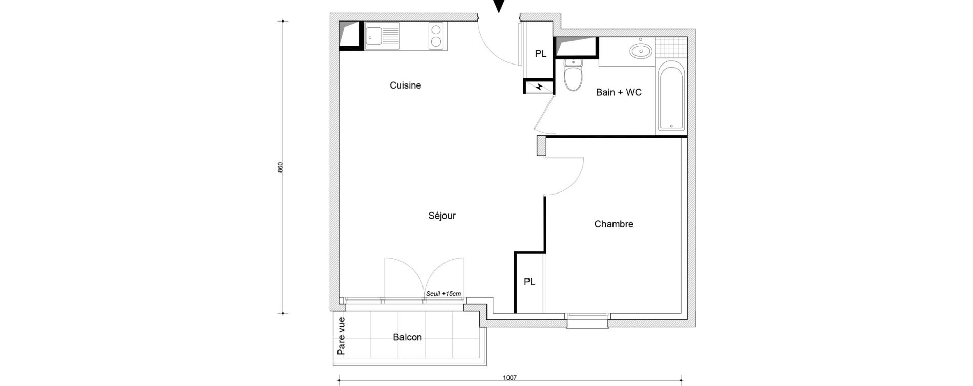 Appartement T2 de 45,22 m2 &agrave; Sevran Tr&egrave;fles