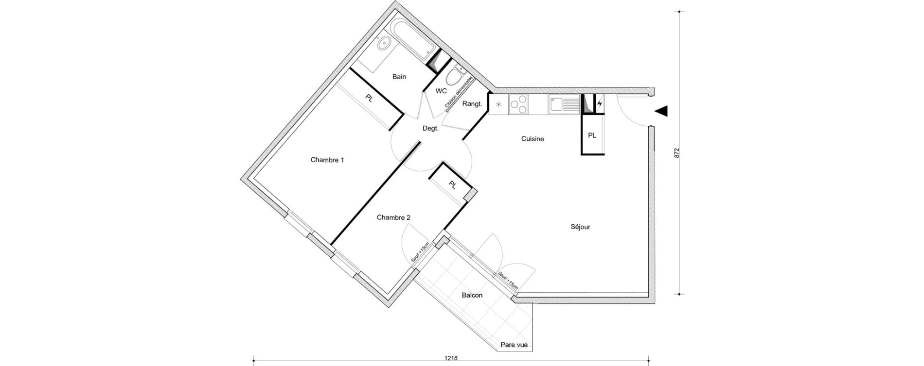 Appartement T3 de 65,28 m2 &agrave; Sevran Tr&egrave;fles
