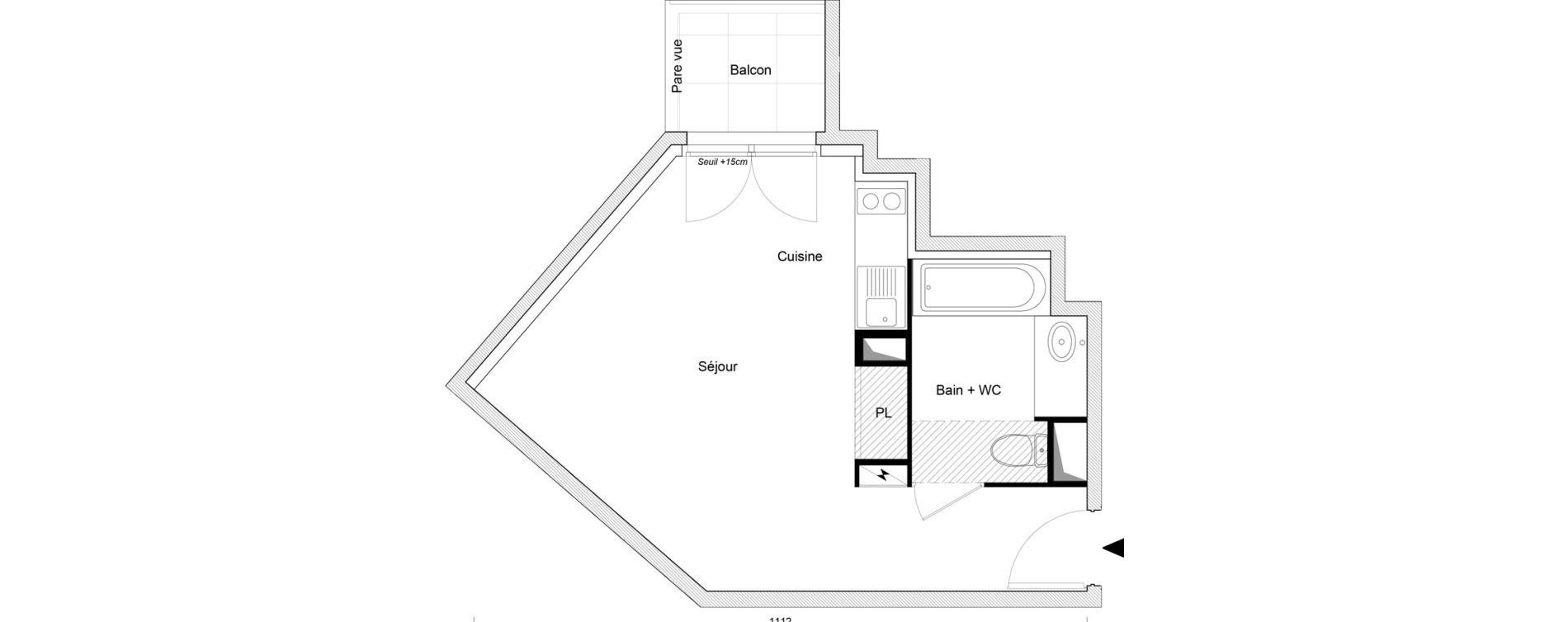Appartement T1 bis de 29,09 m2 &agrave; Sevran Tr&egrave;fles