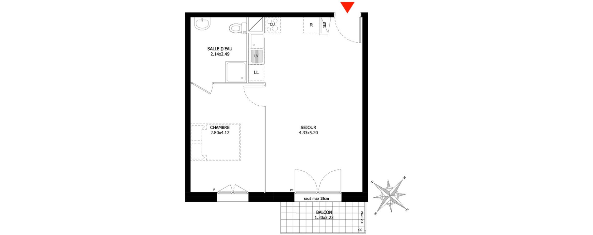 Appartement T2 de 42,41 m2 &agrave; Sevran Centre