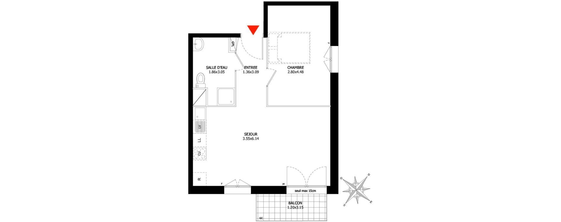 Appartement T2 de 43,62 m2 &agrave; Sevran Centre