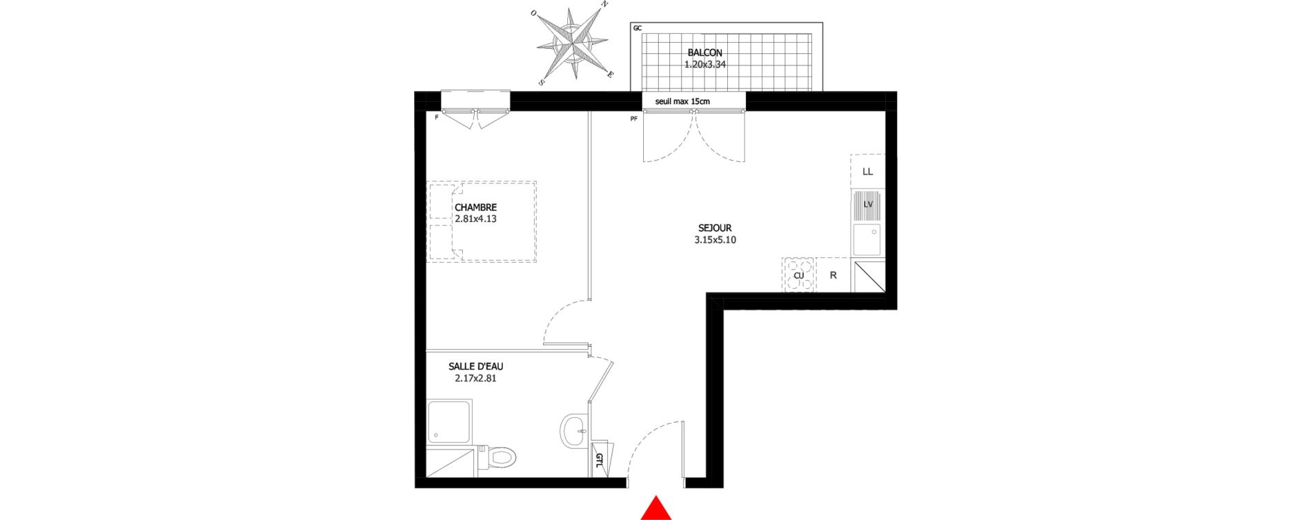 Appartement T2 de 39,13 m2 &agrave; Sevran Centre