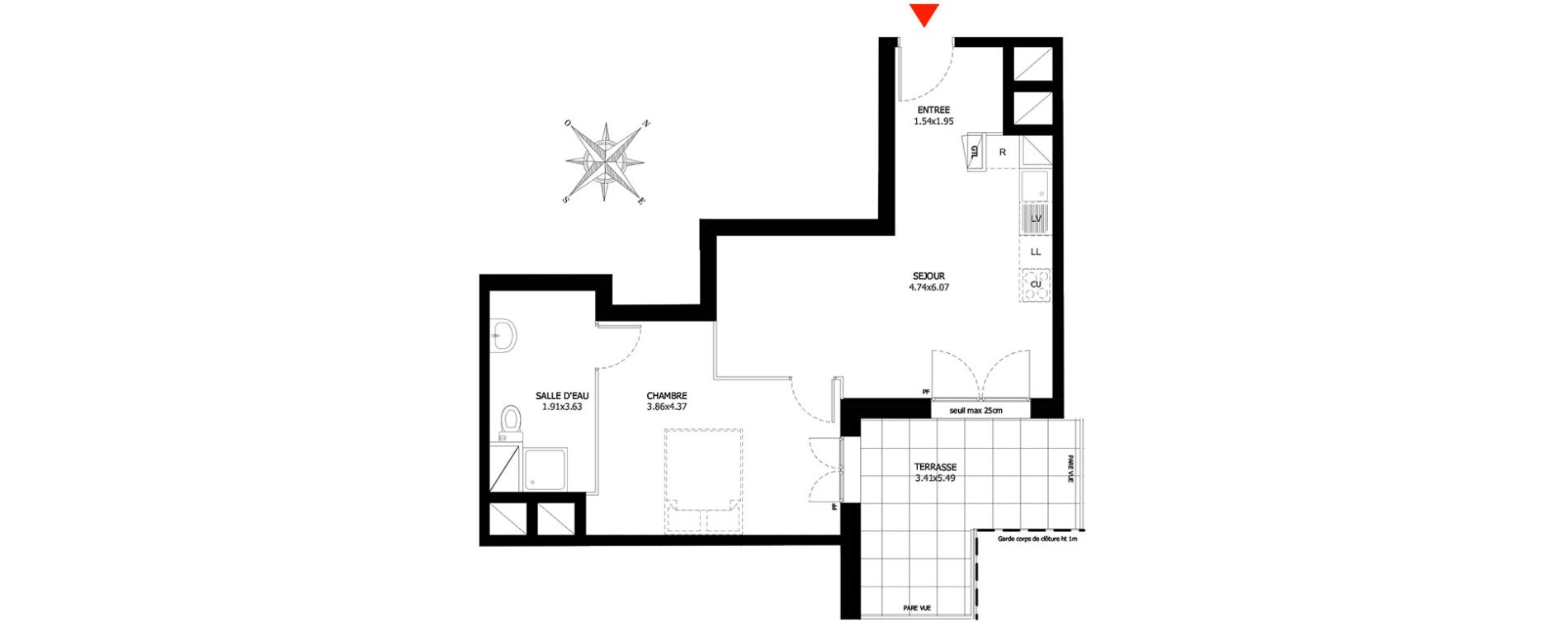 Appartement T2 de 45,61 m2 &agrave; Sevran Centre