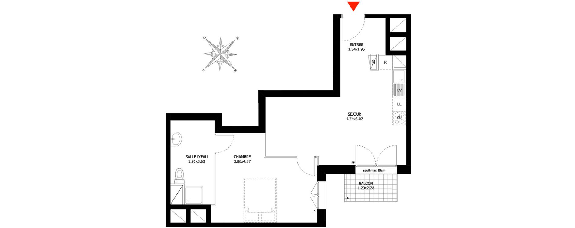 Appartement T2 de 45,61 m2 &agrave; Sevran Centre