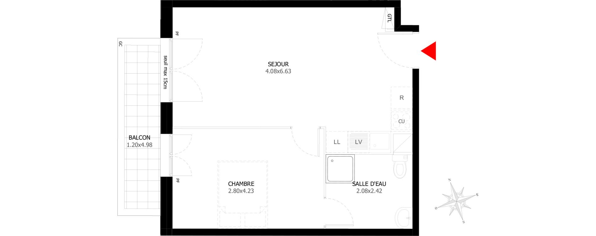Appartement T2 de 40,21 m2 &agrave; Sevran Centre
